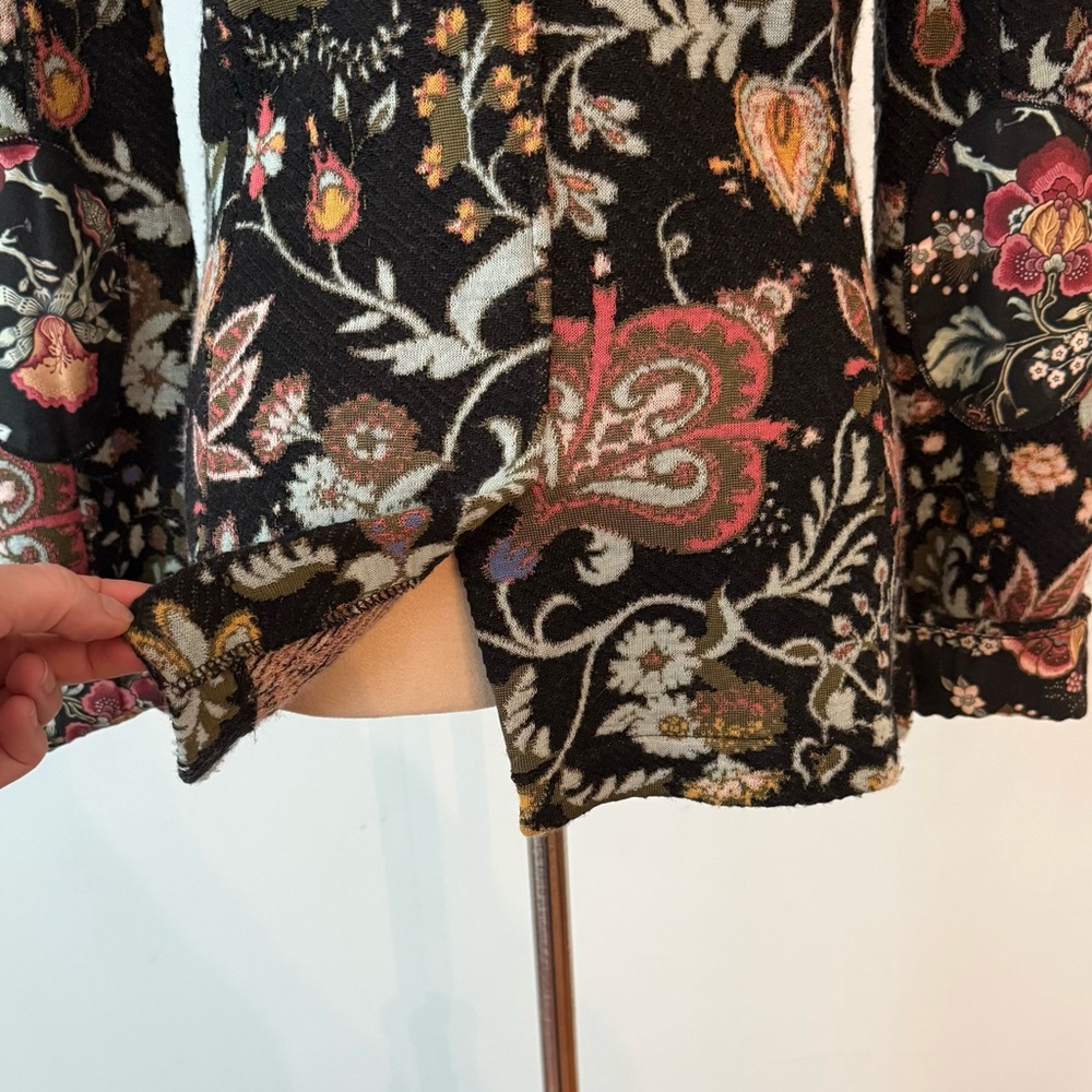 ✨ Aldo Martins Floral Knit Blazer Jacket Elbow Patch Cuffed Sleeve Barcelona S - Picture 10 of 16